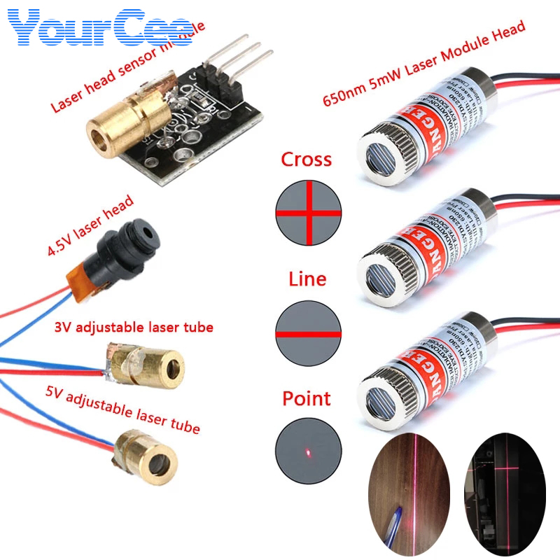 Industrial Laser Head - 2 Chiếc 650nm 5MW Đỏ Điểm/Dòng/Đeo
